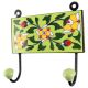 Pea Green With Forest Green Leaf Ceramic Tile Hook